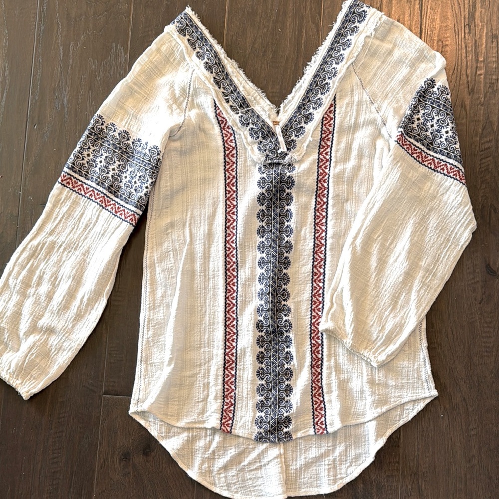 NWOT Free People boho long sleeve top size L